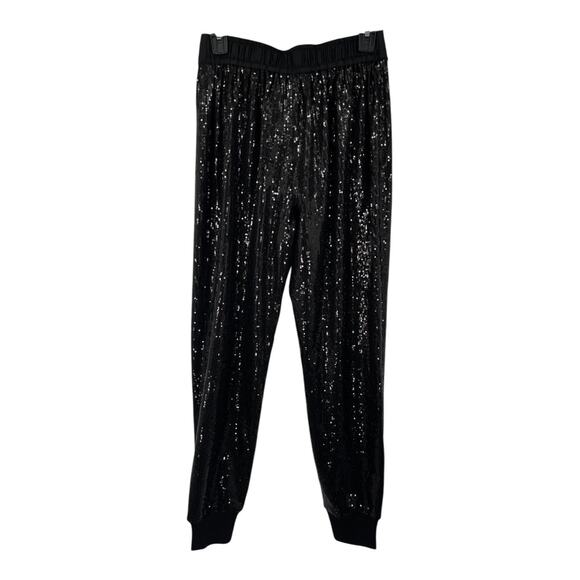 All Saints Pants Soraya sequin jogger black size 2 - Picture 3 of 7